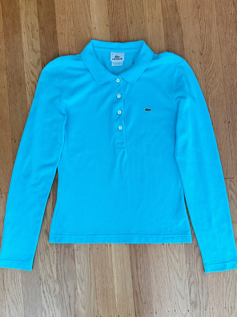 Lacoste Girls' Long Sleeve Polo in Bright Turquoise